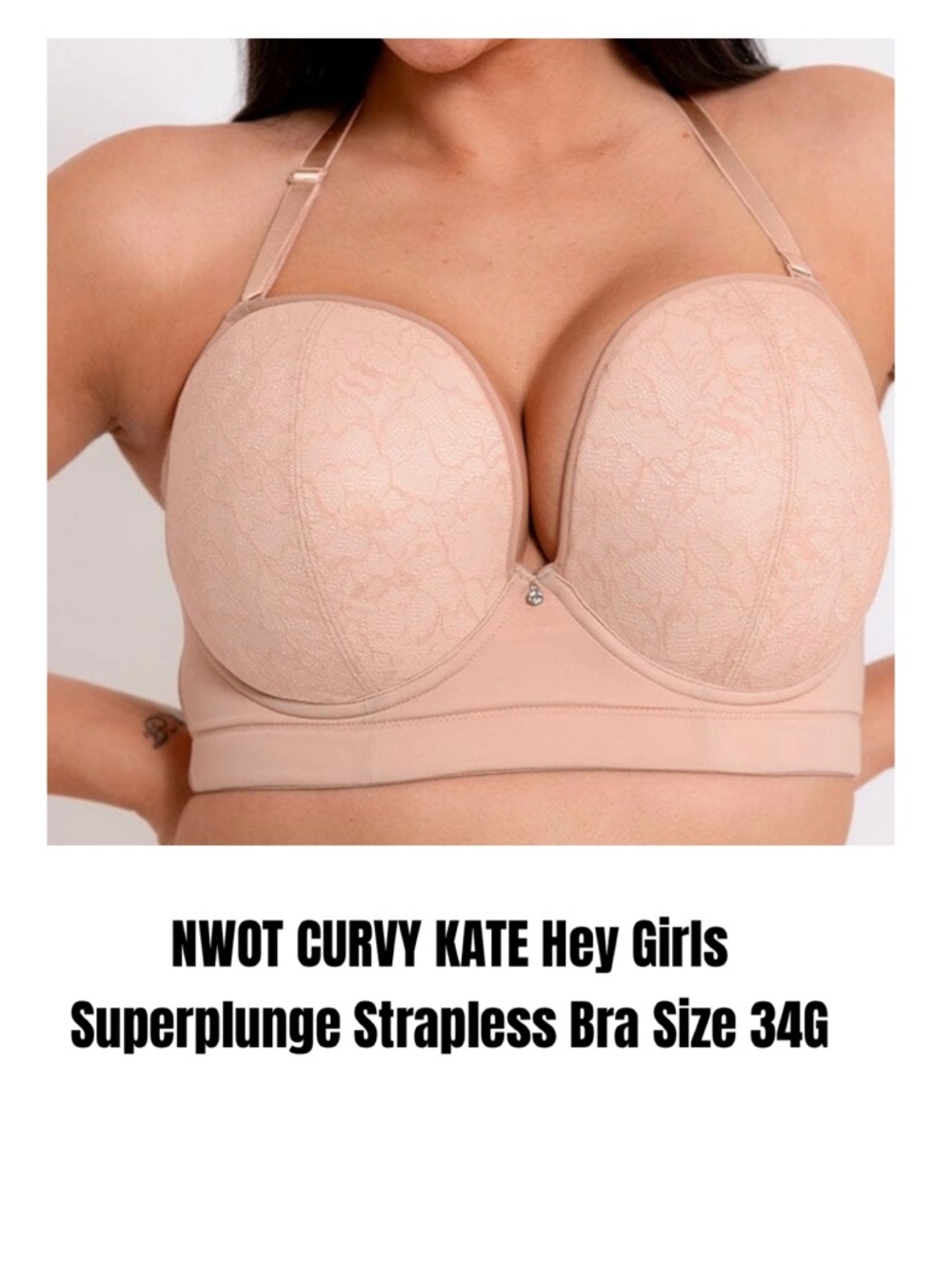 CURVY KATE Hey Girls Superplunge Strapless Bra Size 34G